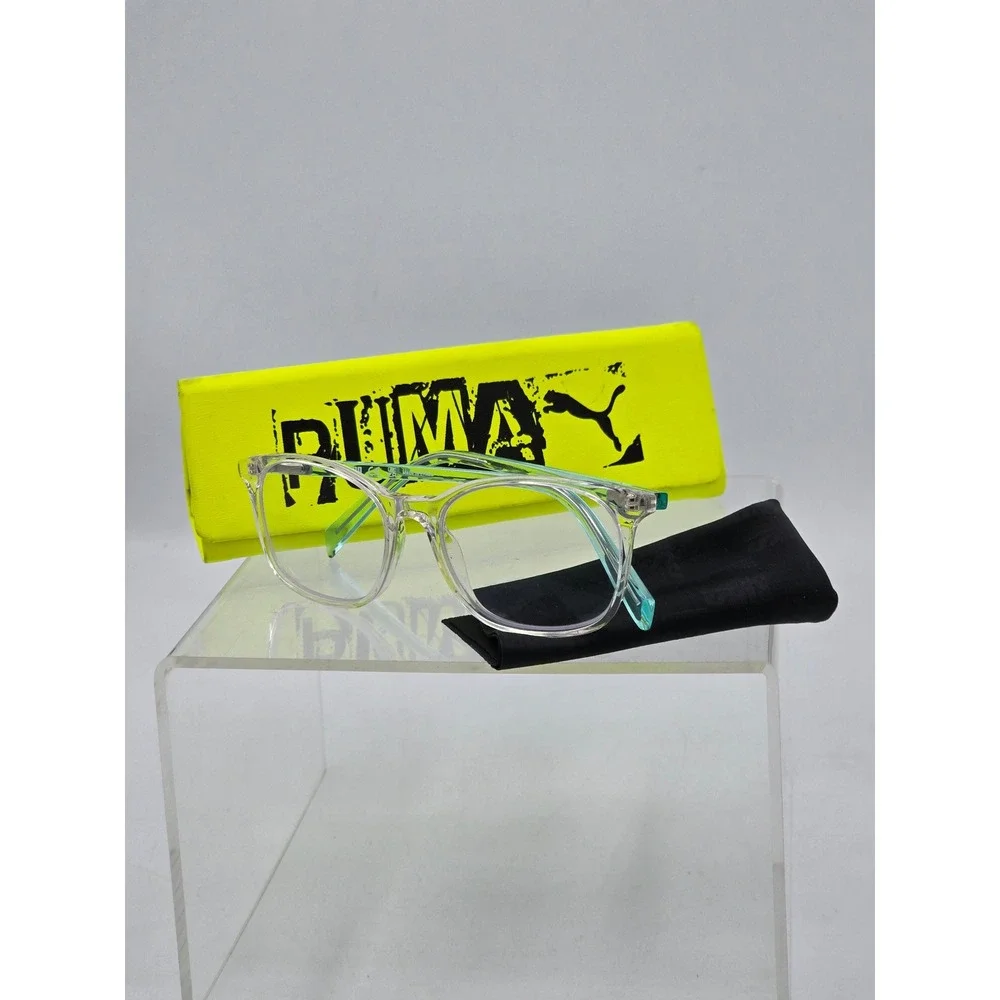 Puma Eyeglasses Frame Kids 49-16-135 Clear Teal PJ00490COS 001 - Excellent